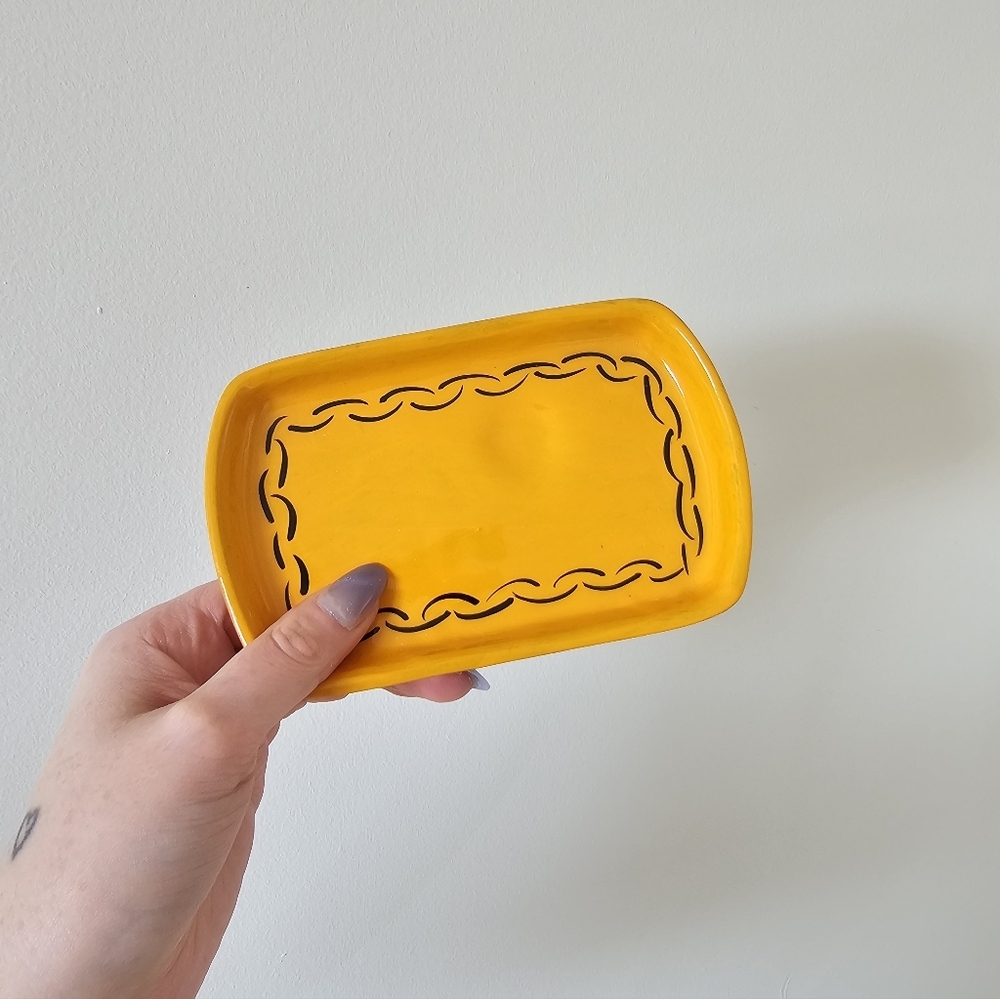 Handmade in Mexico ceramic Yellow Decorative Tray